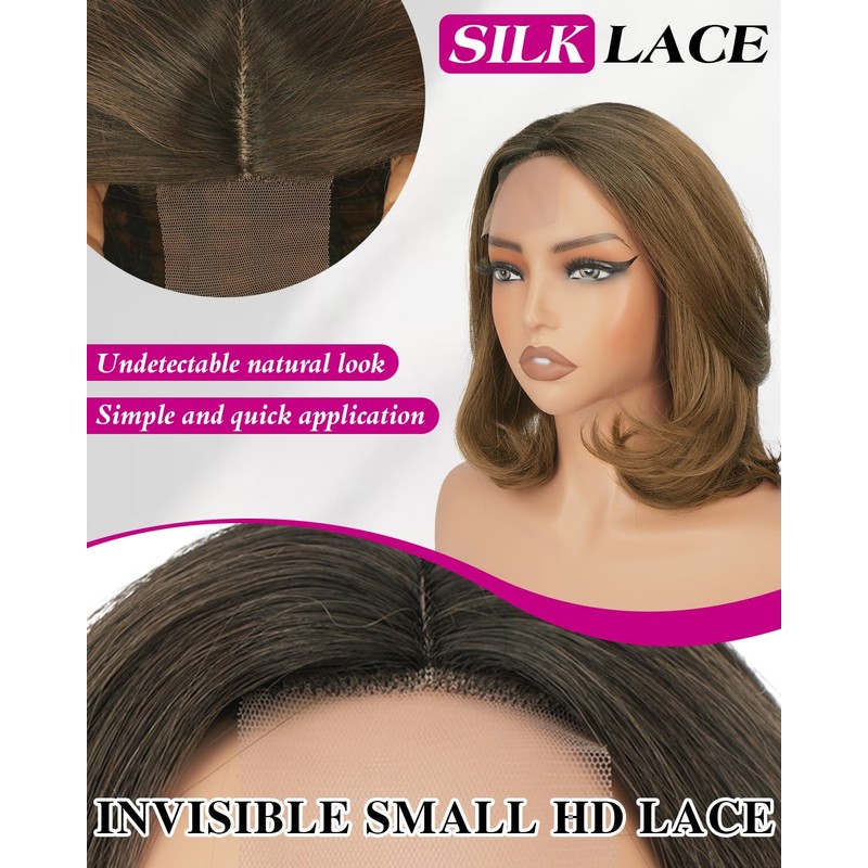 Layered Bob Wig with Curtain Bangs,Dirty Blond