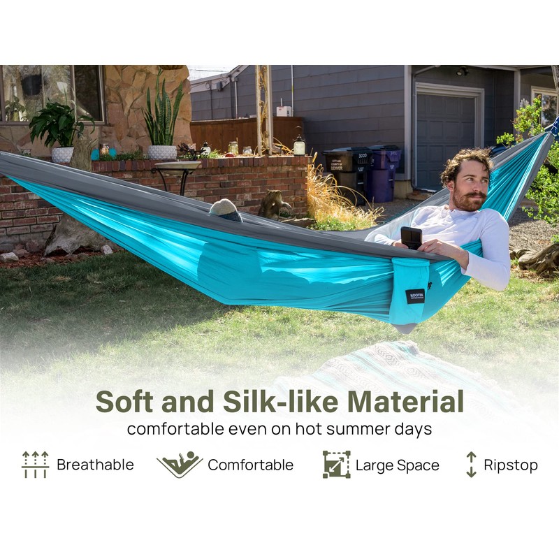 Kootek Camping Hammock 400 lbs Capacity, Camping Essentials, Lightweight Portable