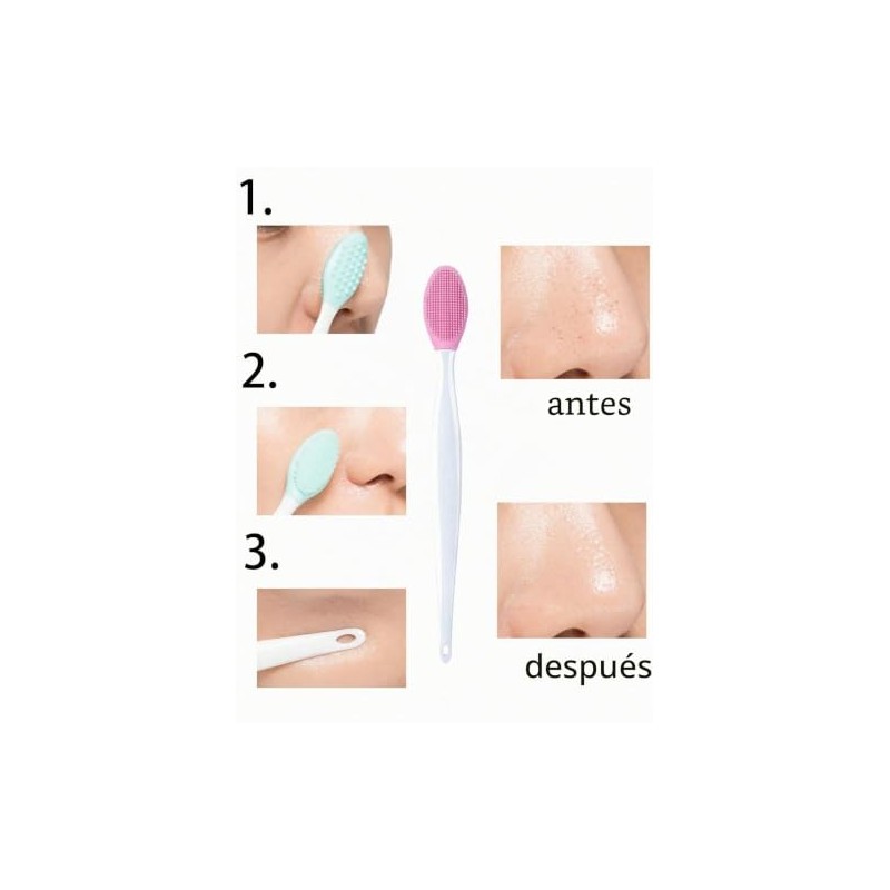 4 PCS Silicona Cepillos Limpieza Facial Manual, Silicona de Doble