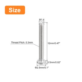 sourcing map M1.4-0.3 x 12mm 50Pcs Flat Round Head Screws 304 Stainless Steel Phillips Drive Machine Screws Hardware Fastener for Furniture Connection