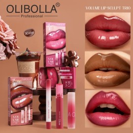 Set Maquillaje 3 Colores Lápiz Labial Mate Y Gloss Brillant