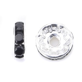 Allb 100Pcs Rondelle Spacer Beads 6mm Silver Plated Czech Crystal Rhinestone for Jewelry Making Loose Beads for Bracelets