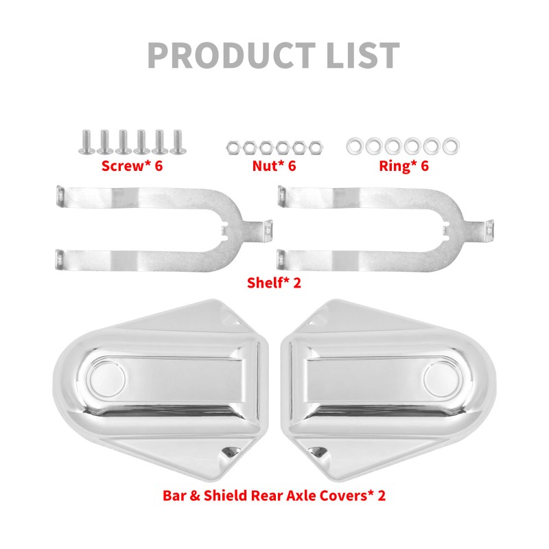HDBUBALUS Bar Shield Rear Chrome Axle Covers Swingarm For Harley