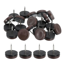 sourcing map Nail on Furniture Sliders, 40Pcs Plastic Chair Glides Nail in Round Chair Table Feet Leg Pads for Hardwood Floors (Brown, 28mm/1.1")