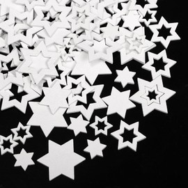 LEMESO 120 Stück Holzsterne Tischdeko Weihnachten Sterne aus Holz Streudeko Konfetti Basteln Dekoration Weihnachtsdeko Geschenk DIY für Jubiläum Weihnachten Party Deko (Weiß)