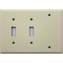 Ivory Wrinkle 3 Gang Wall Plate - 2 Toggle Switches 1 One Blank