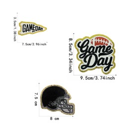 Game Day Embroidered Iron-On Patches Football Helmets LogosEmbroidery Patch Chenille Applique Garments for DIY Clothing Jacket Backpack Hat Bag Decor (Black (6pcs))