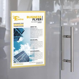 EHWINE 8 Pack 8.5 x 11 Acrylic Sign Holder Wall Mount, Gold Acrylic Picture Frame for Photo Menu Flyer Display, Wedding Party Home Hotel Store(with Adhesive Tape)