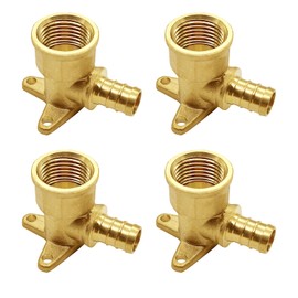 BesNPT 4 Pcs Brass Drop Ear Elbow Pex 1/2" x 3/4" Female NPT Crimp Fittings