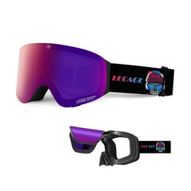 LECAGE Frameless Flip-Up Ski Goggles, Anti Fog Snow Goggles UV400 Protection with Magnetic Interchangeable Lens, UV Protection Snowboarding Goggles for Men Women Youth