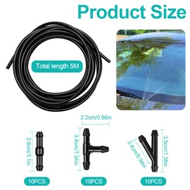 5m Scheibenwaschanlage Schlauch Reparaturset mit 30 Stücke Schlauchverbinder, Wischwasserschlauch Reparaturset, Universal Automotive Schlauch, Scheibenwischwasser Spritzwasserschlauch für Auto