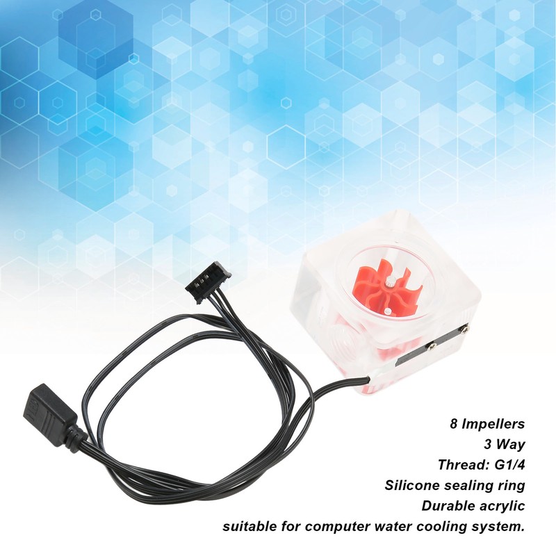 Water Cooling Flow Meter G1/4 Thread 8 Impeller 3 Way