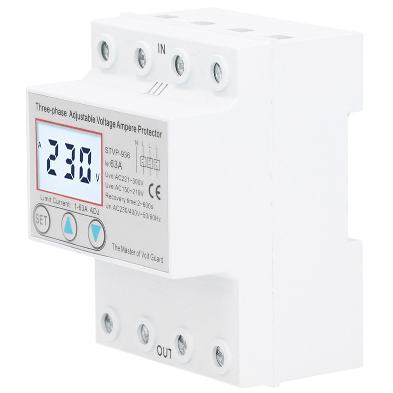 Adjustable Voltage Protector 3Phase LCD Multifunctional SelfResetting STVP936 230v 400V
