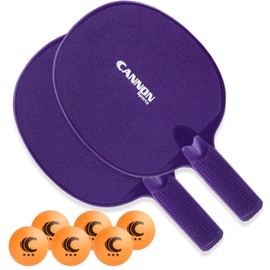 Table Tennis Racket (2 Purple Paddles + 6 Orange Balls)
