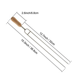 IMEEA 15.3-Inch Grill Skewers Stainless Steel BBQ Metal Skewers Kebob Skewers Double Prong Skewers with Wooden Handle, 12-Piece