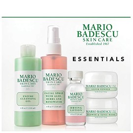 Mario Badescu Essentials Kit de 5 piezas, set de regalo para el cuidado de la piel con loción secante, spray facial de agua de rosas, polvo de plata, 