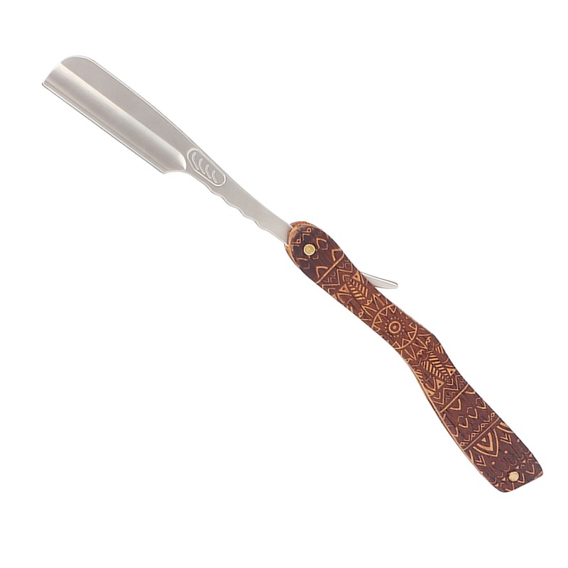Men Manual Razor Redwood Handle Shaver Zinc Alloy Blade Straight
