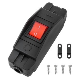 Dsjnf Inline Cord Switch 250V 16A Black Inline ON/Off Rocker Button with Red Indicator Light 1PCS