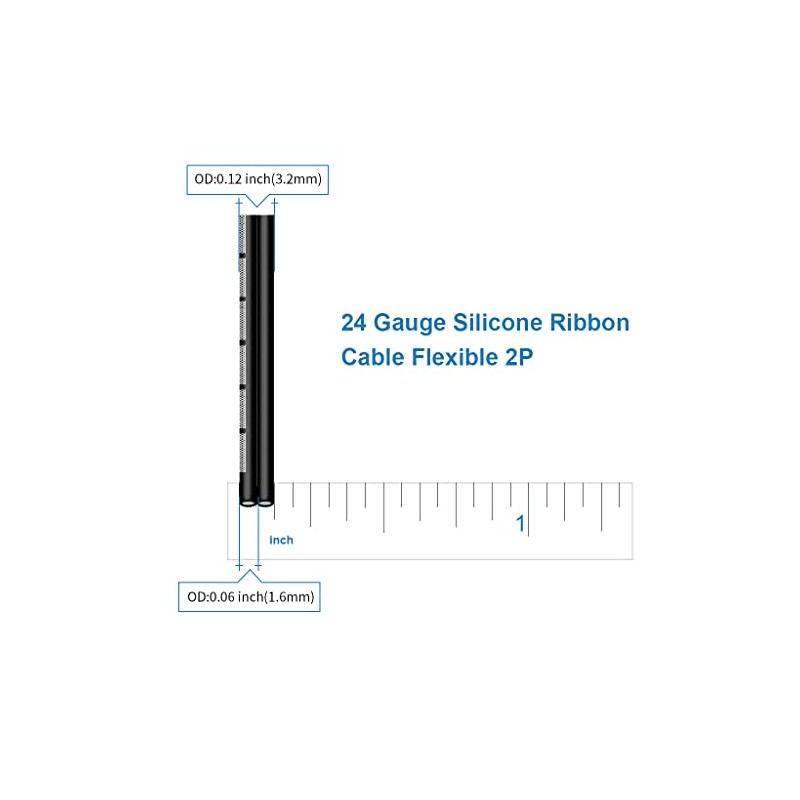 BNTECHGO 24 Gauge Silicone Ribbon Cable Flexible 2P Black 5