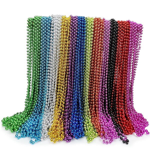 GIFTEXPRESS 72 pack Mardi Gras Beads Bulk, Mardi Gras Beads Necklaces Assortment, Throw Beads in Bulk, Gasparilla beads