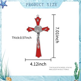 YionZian 7" Metal Enamel Large Saint Benedict Crucifix Wall Cross Cruz Del Perdon Catolica Glow in The Dark Jesus Cross for Home Wall Art Give Blessing Spiritual Sacred