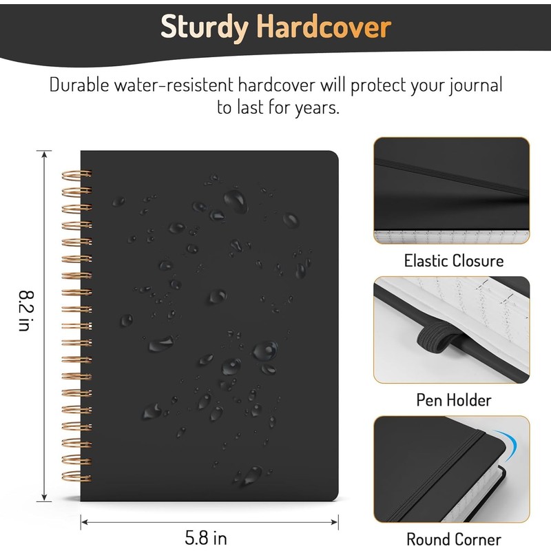 Forvencer Lined Spiral Journal Notebook with 300 Numbered Pages, A5