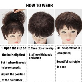 1Pc Brown Wig Pieces for Top of Head for Women Thin Hair, Curly Hair Topper Replacement Fluffy Hairpiece Seamless Clip in Top Wiglet Accessories
