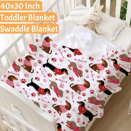 YABUKITA Valentine Dachshund Blanket for Kids Pets Gift for Dachshund Lovers Lightweight Soft Blanket for Home Sofa 40x50in for Kids/Child