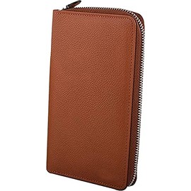Maison De Noah Genuine Leather RFID blocking Milled Cow Unisex Zip Around Business Coat Wallet and Organiser | Leather Inner lining | Slim Design | Ideal Gift for Men & Women (Tan)