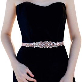 Azaleas Glitter Rose Gold Wedding Belt Pink Rhinestone Belt Women's Wedding Dress Belt Pearls S423 - Vintage Rose