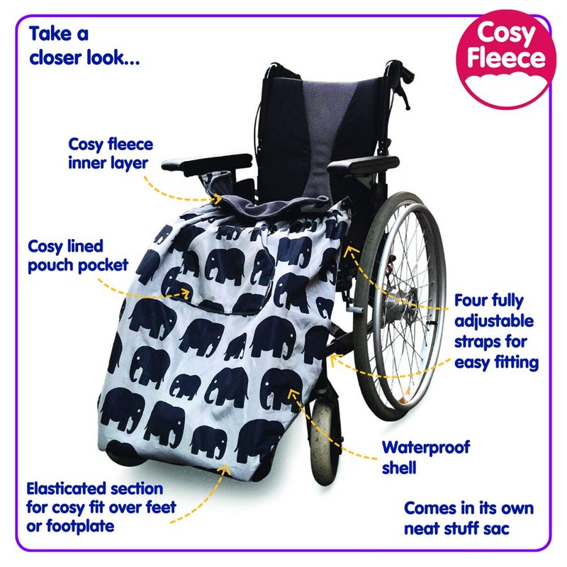 BundleBean - Fleece-Lined Wheelchair Cosy Cover - 100% Waterproof Rain
