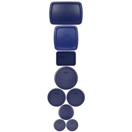 Pyrex (2) 7202-PC Blue Lids & (1) 7200-PC Blue Lid & (2) 7201-PC Blue Lids & (1) 7402-PC Blue Lid & (1) 7210-PC Blue Lid & (1) C-222-PC Blue Lid & (1) C-233-PC Blue Lid