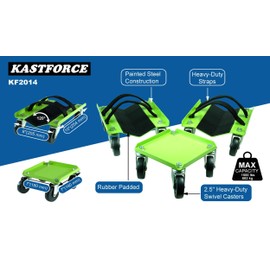 KASTFORCE Snowmobile Dolly Heavy Duty Carries up to 1500 lbs (682 kg) V-Slide with 2.5” Nylon Swivel Casters Rubber Pad Protecting Skis and 2 Pairs of Heavy Duty Straps Firmly Attaching on Skis KF2014