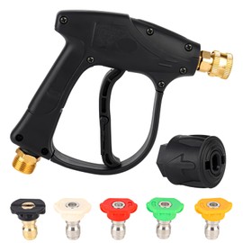 XCDMJ High Pressure Washer Gun 4350 Psi with 5 1/4 Inch Quick-Connect Nozzles Water Nozzle Tip,M22 14mm High-Pressure Hose Quick Connect Connector,for Car Washer Cleaning Tool