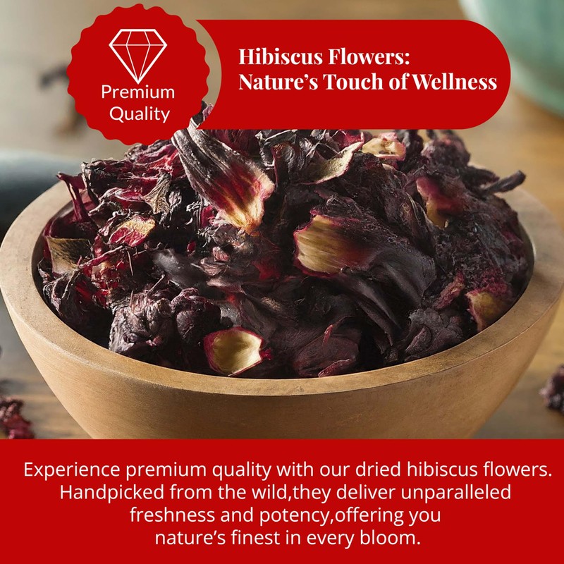 Akshit Natural Hibiscus Flowers, Dried Edible Flowers/Petals, 5.2oz, Flor de