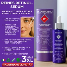 Serum Retinol Pur 0,10% 100ML BIO | Straffende Peptide Hyaluronsäure Molekulargewichten Kamelinen- & Olivenöl Beruhigende Pflanzenextrakte | Anti-Aging Leuchtkraft Antioxidativ Natürlich | Italien