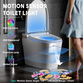 LAVAED 2 PACK Motion Sensor Night Light Indoor 16 Color Changing,LED Toilet light Activated Projection Nightlight Rechargeable Toilet Bowl Light Waterproof Cool Gadget for Bathroom Decor Perfect Gifts