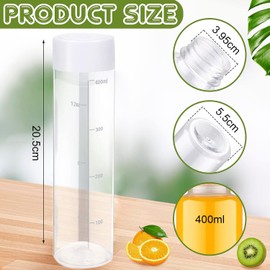 YBCPACK 400ML Plastic Juice Bottles - 12 Pack Plastic Bottles with Lids Ideal for Smoothie，Juice and Other Homemade Beverages