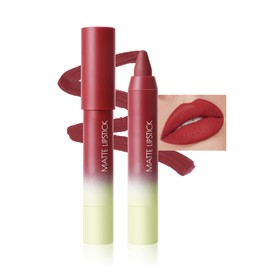 DLZZRS Lip Liner Crayon Lipstick, 2-in-1 Smudge-Proof Waterproof Long Lasting Velvet Matte Creamy Lip Pencil, High Pigment Full Coverage Lip Makeup for Women Girls (#05 Dark Red)