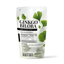 Ginkgo Biloba 6000mg Tablets - Memory, Focus, Energy, Blood Circulation, Mental Clarity (180)