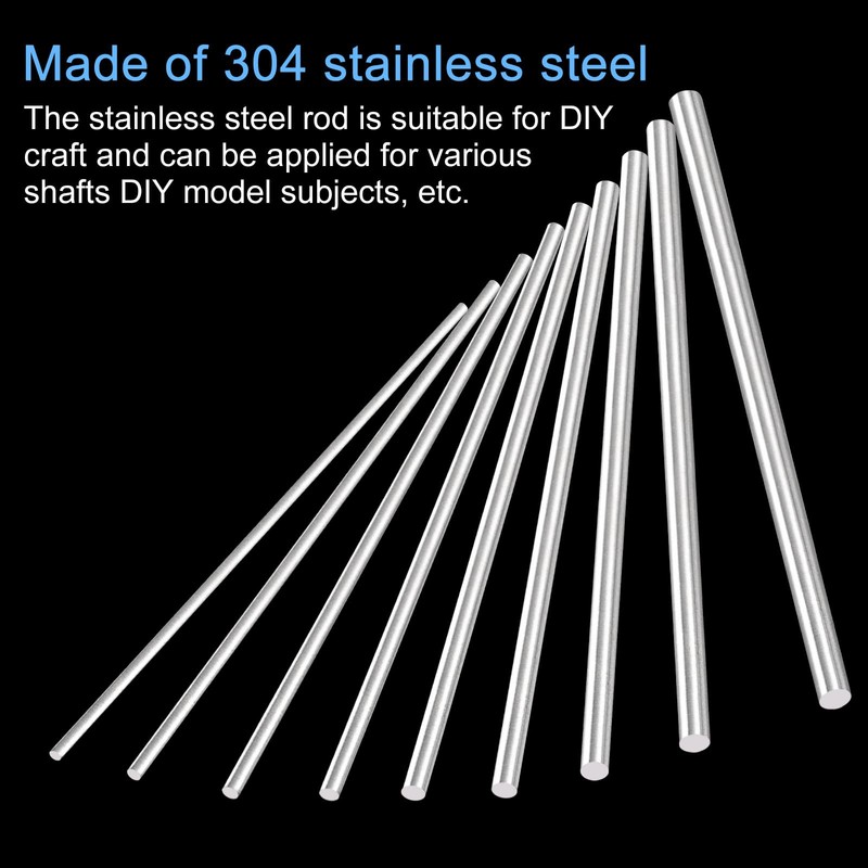 MECCANIXITY 304 Stainless Steel Round Rods, 4mm x 400mm Solid