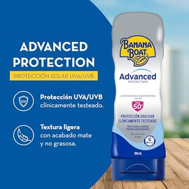 Banana Boat Advanced Protection Protector Solar 50 FPS Loción de 180ml