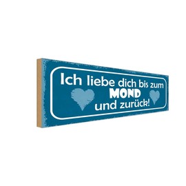 vianmo Holzschild 10x27 cm ich liebe dich bis zum Mond Deko Geschenk Holz Schild