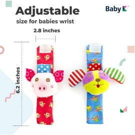 BABY K Baby Rattle Socks for Girls & Boys (Zoo Set) - Baby Toys 6-12 Months - Baby Wrist Rattles and Foot Rattles - Baby Toys for Newborns As Gift - Easy to Wear Baby Rattle Toys