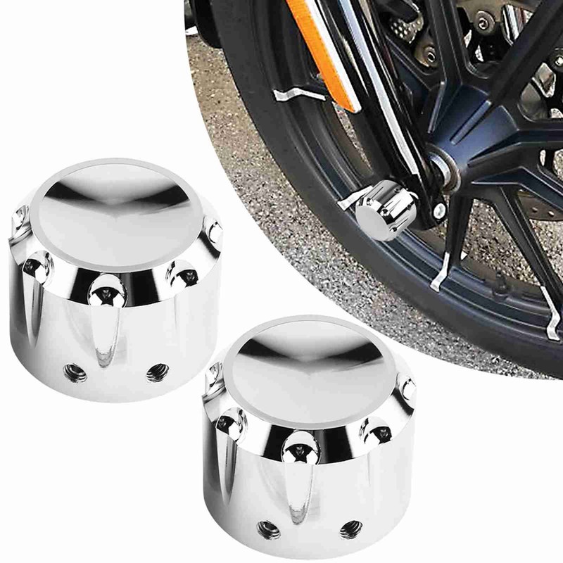 2pcs CNC Aluminum Motorcycle Front Axle Skull Nut Bolt Cover
