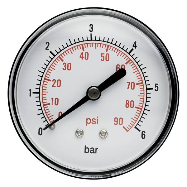 Pressure Gauge 63 mm Domestic Water Unit 1/4 Inch AG 0-6 Bar / 0-90 psi Water Pressure Water Air Pressure Gauge Pressure Boiler Mambric Boiler