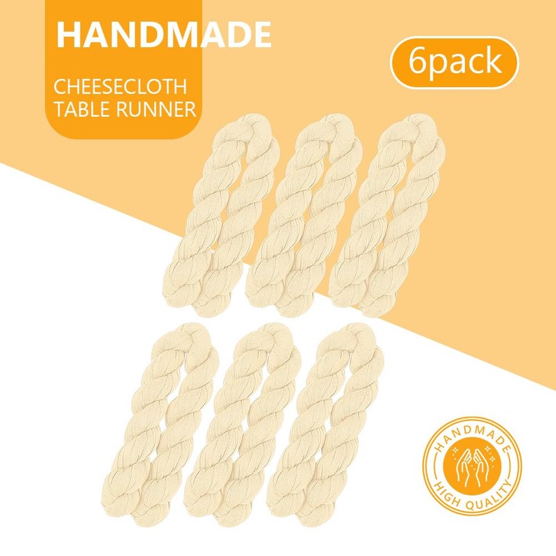 AUAUY Cheesecloth Table Runner, Pack of 6 Beige Cheesecloth Table