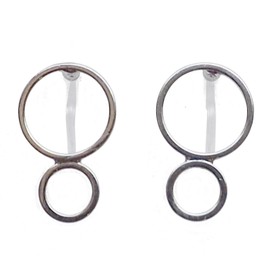 Small Simple Minimal Modern Silver tone Circle Hoop Invisible Clip On Stud Earrings Non Pierced Earrings