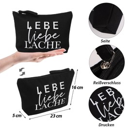 MEJOSER Cosmetic Bag Small Live Love Laugh Black Toiletry Bag Makeup Bag Small Make Up Bag with Saying Organiser Women's Gift for Girlfriend Women Girls Travel