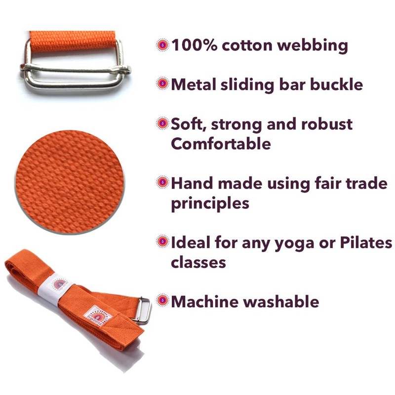 2m Yoga Belt, Bar Buckle - orange
